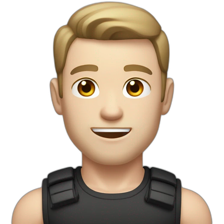 Pale skinned Fit Man With the biceps and brown hair in black shirt and gray shorts emoji
