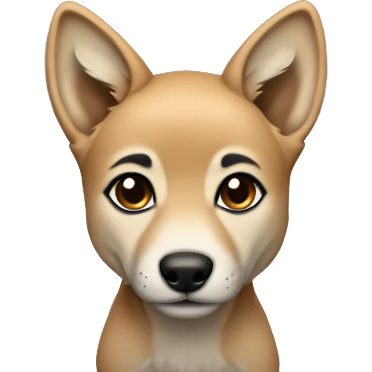 4 very short legs a light brown puppy-like wolf with black ears emoji