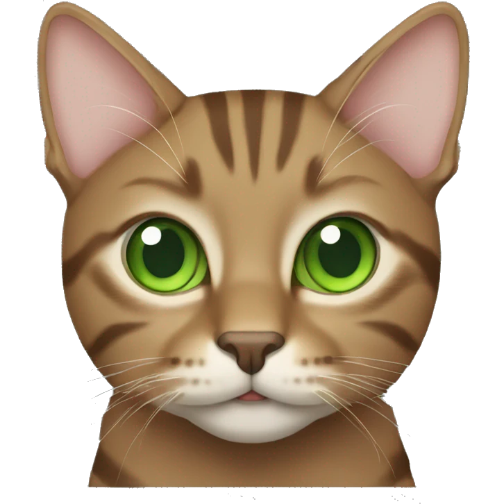 Tabby brown cat with green eyes  emoji