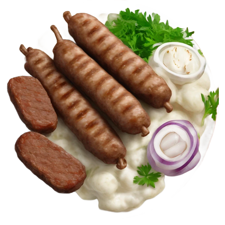 Bosnian national dish cevapi with kaymak emoji