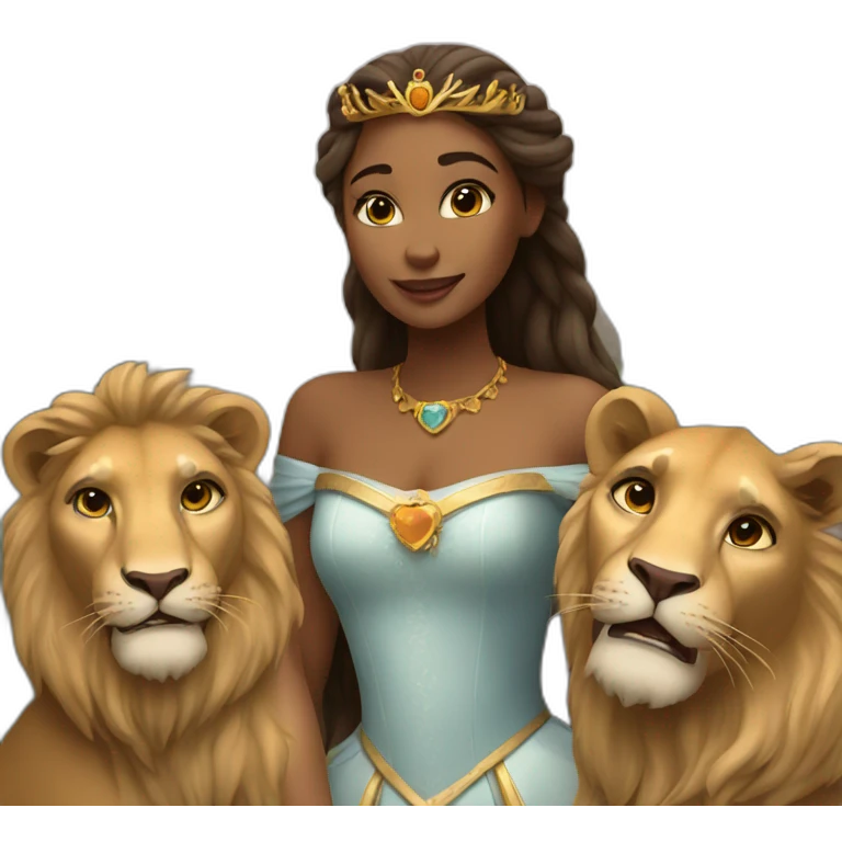 Princess with lions and love emoji