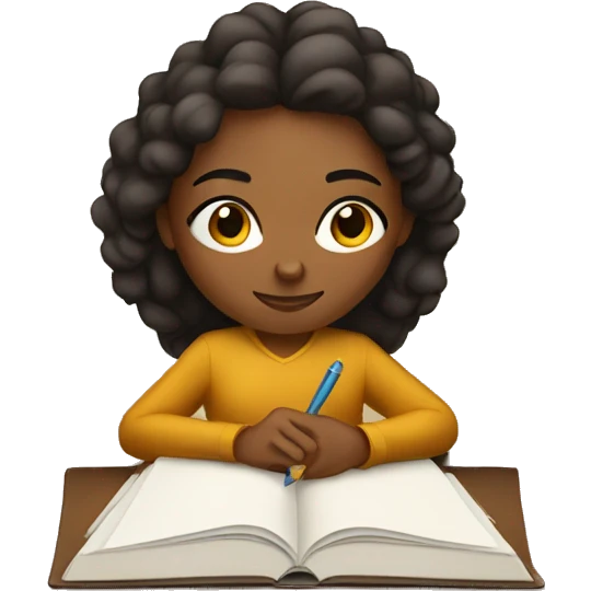Brown woman writing in journal emoji