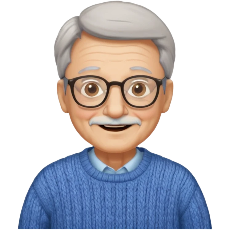 Old man, happy, wearing glasses and sweater


 emoji