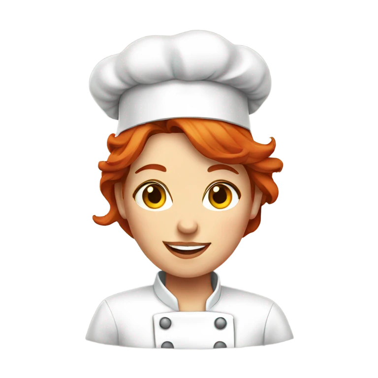 red haired female chef emoji