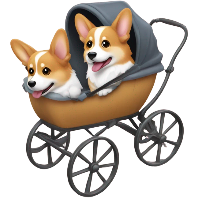 Tri Corgi pushing a baby carriage  emoji
