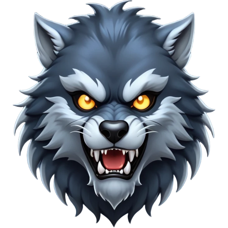 cinematic-noble-fierce-werewolf-portrait-emoji, poised-and-imposing, with a tall, slender, muscular frame, fur rippling in shades of midnight black and silver, eyes glowing with an intense, primal ferocity, reflecting the untamed power of the wild moonlit night; rendered with realism emoji