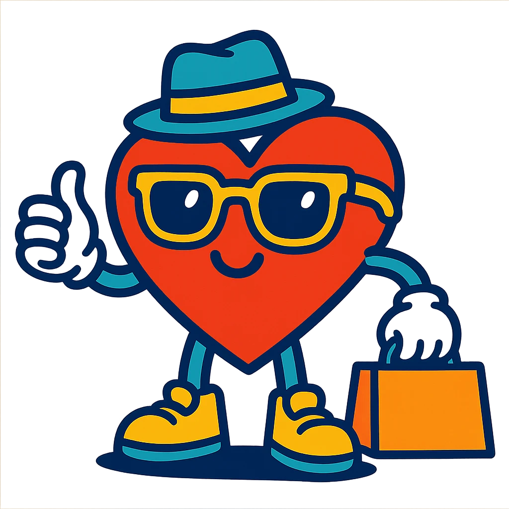 a heart with accessories, bold and colorful, vibrant toon style emoji