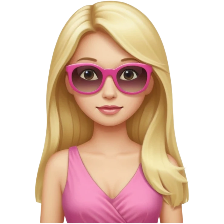 dior women with long blonde hair wear sun glasses, pink dress emoji