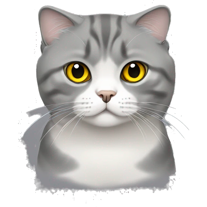 gray scottish fold cat with yellow eyes  emoji
