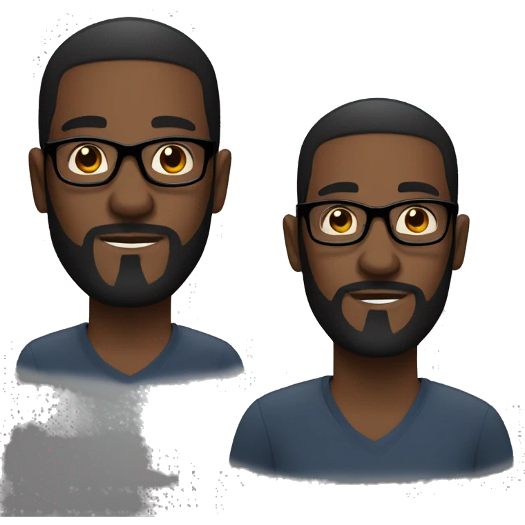 darkskin man with black beard short hair & black glasses  emoji