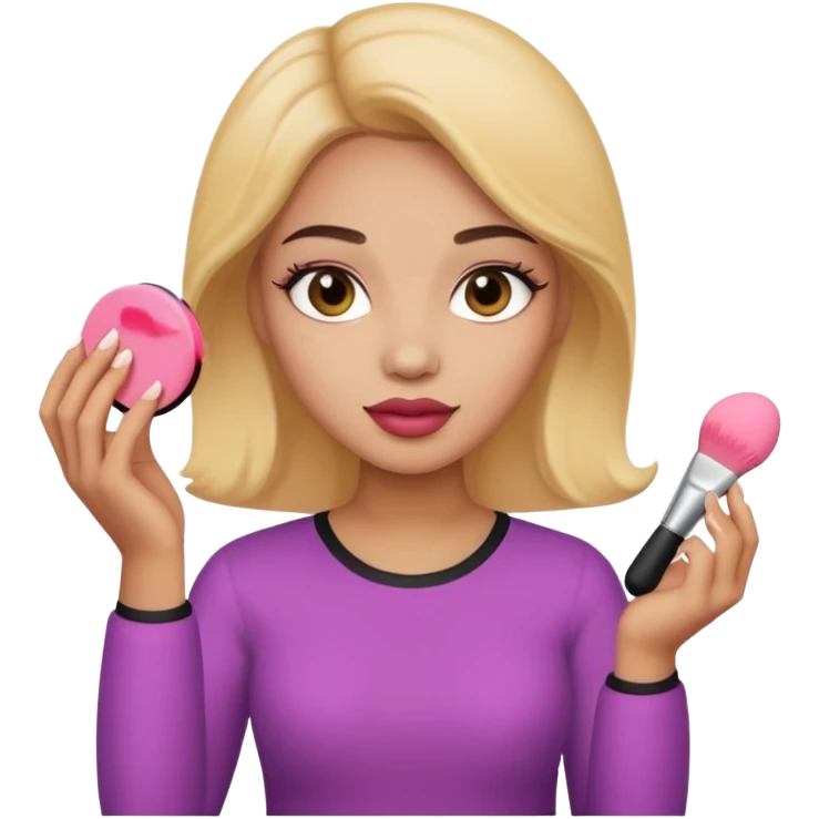 Light skin female holding makeup blush sponge in left hand  emoji