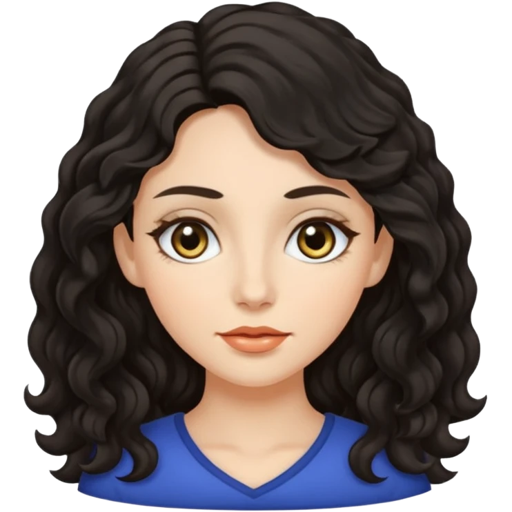 Beyaz tenli çıplak kadınsiyah dalgalı saçı olan çekik gözlü   emoji