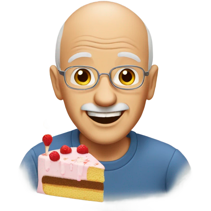 bald old man eating cake emoji