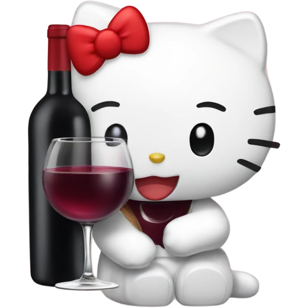 Hello Kitty drinking red wine emoji