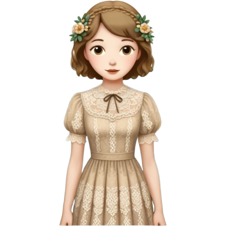 Cottagecore style realistic highly detailed with vintage material dress emoji