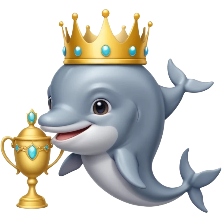 Ένα γλυκό δελφίνι με ένα στεμα και ένα κυπελο emoji