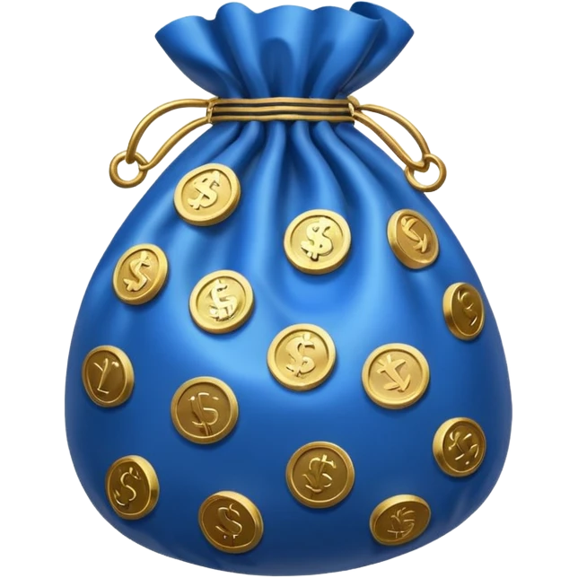 money bag full off blue coins emoji