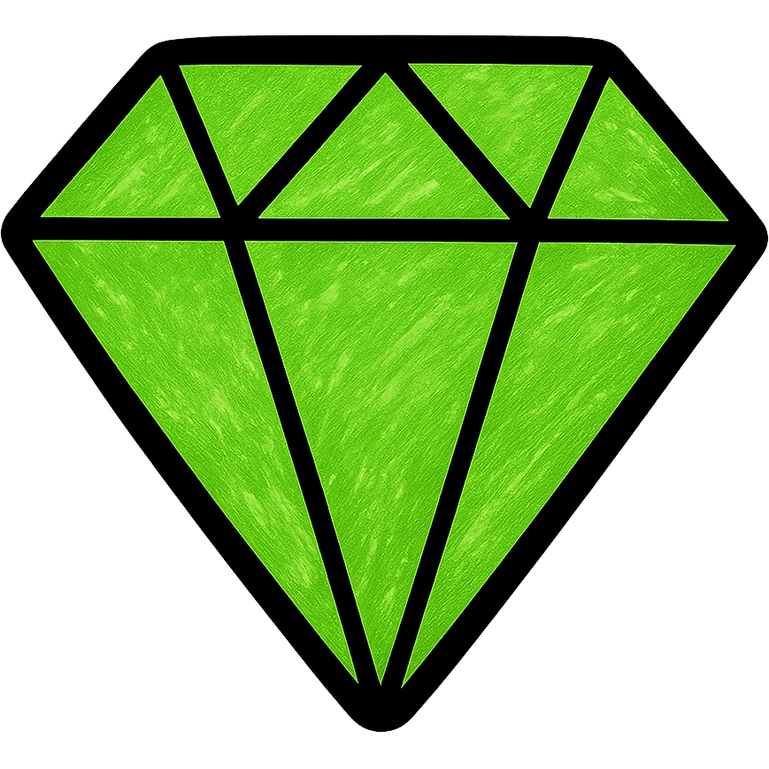 green diamond shape, modern style emoji