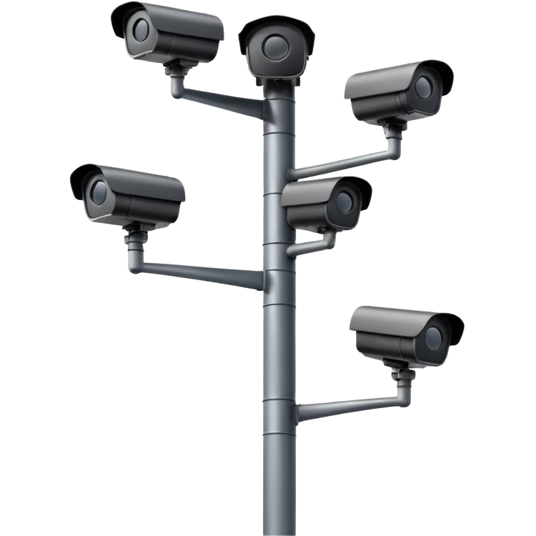 Multiple CCTV cameras on a pole in black  emoji