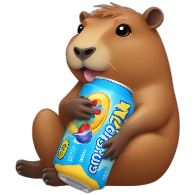 Capybara drinking a caprisun emoji