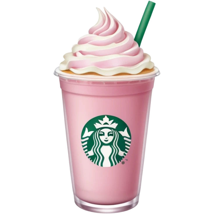 
Una bebida rosa de Starbucks  con nata emoji