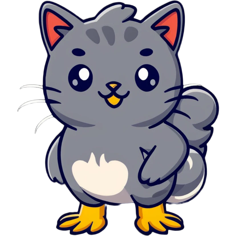 Wet cat and a chicken emoji