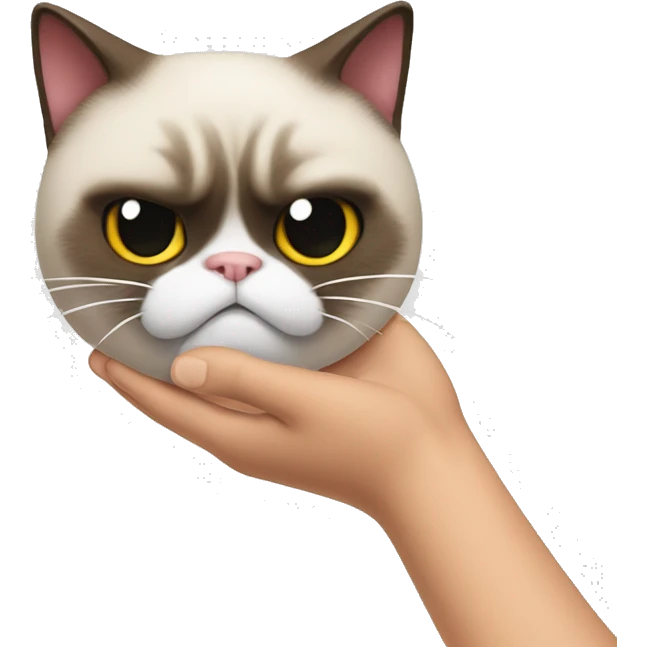 hand patting grumpy cat on the head emoji