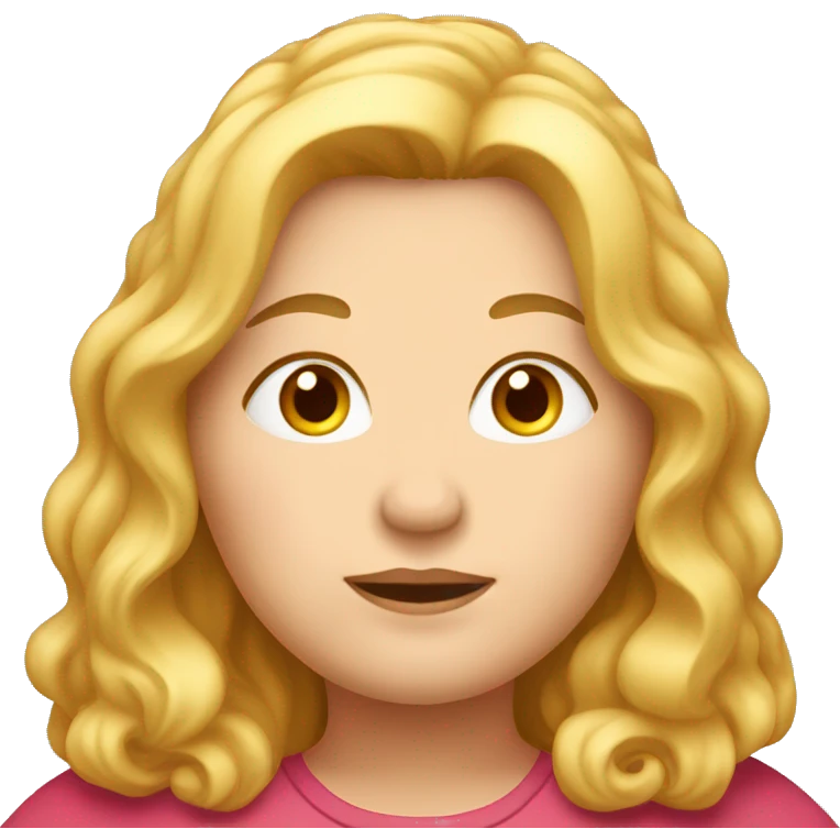 Obesity. A middle-aged woman with golden long hair. emoji