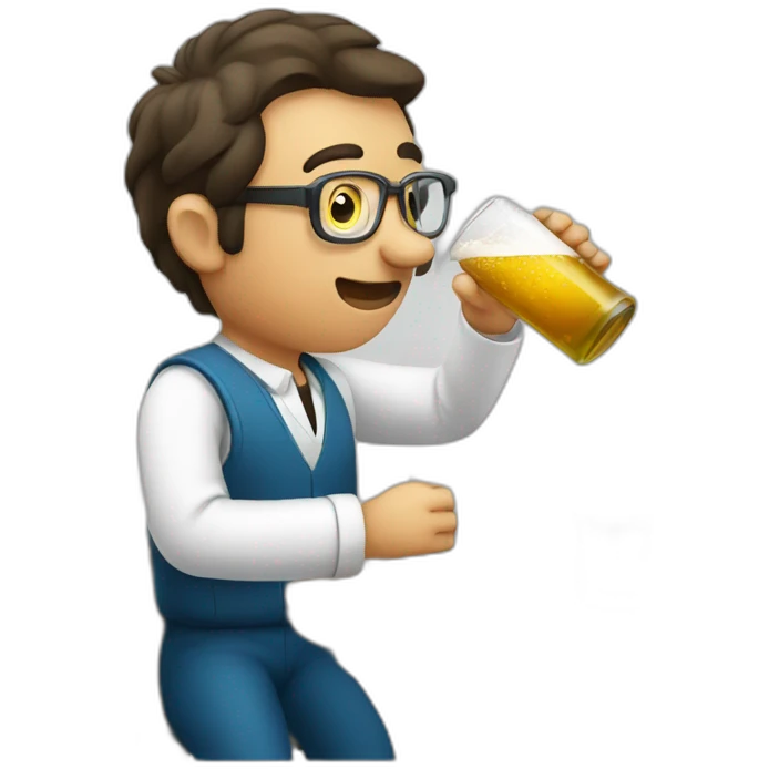Chemist drinking beer emoji