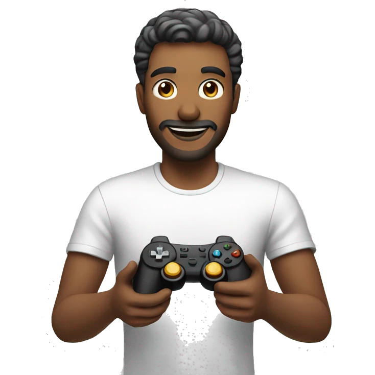 a man playing with a gaming gamepad emoji