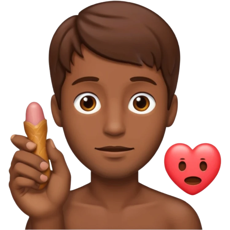 A guy with brown hair and a dick emoji