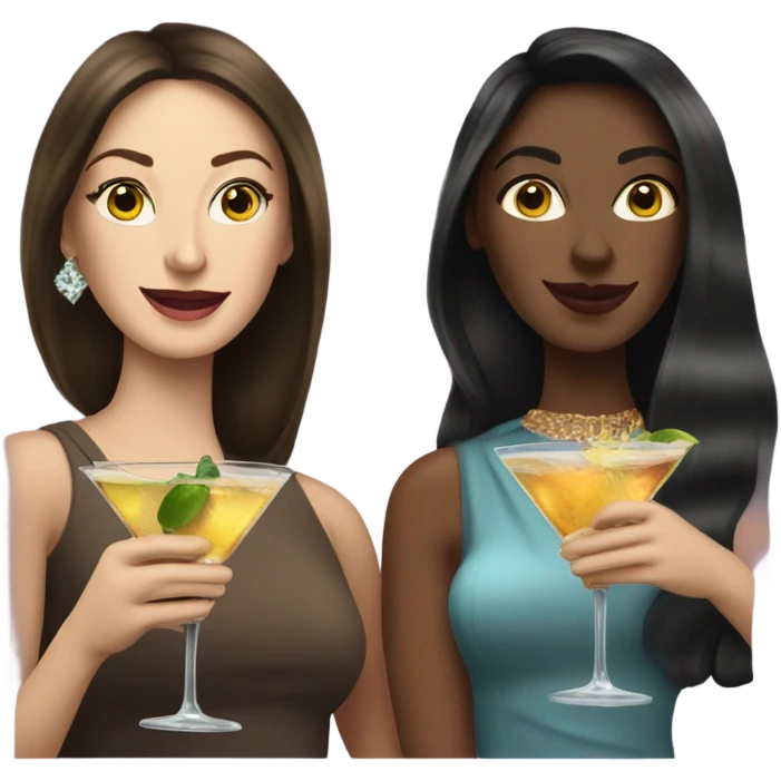 rich white women friends sipping martinis brunettes emoji