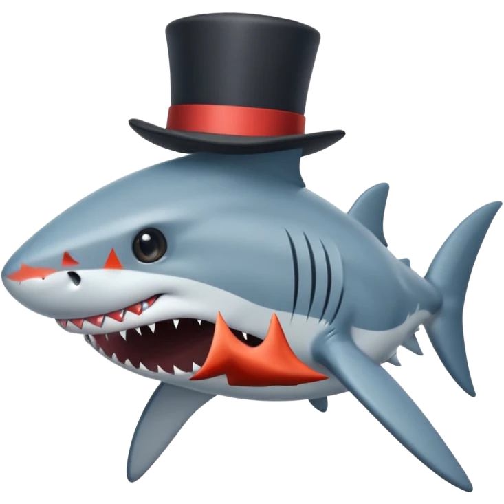 Shark with a top hat emoji