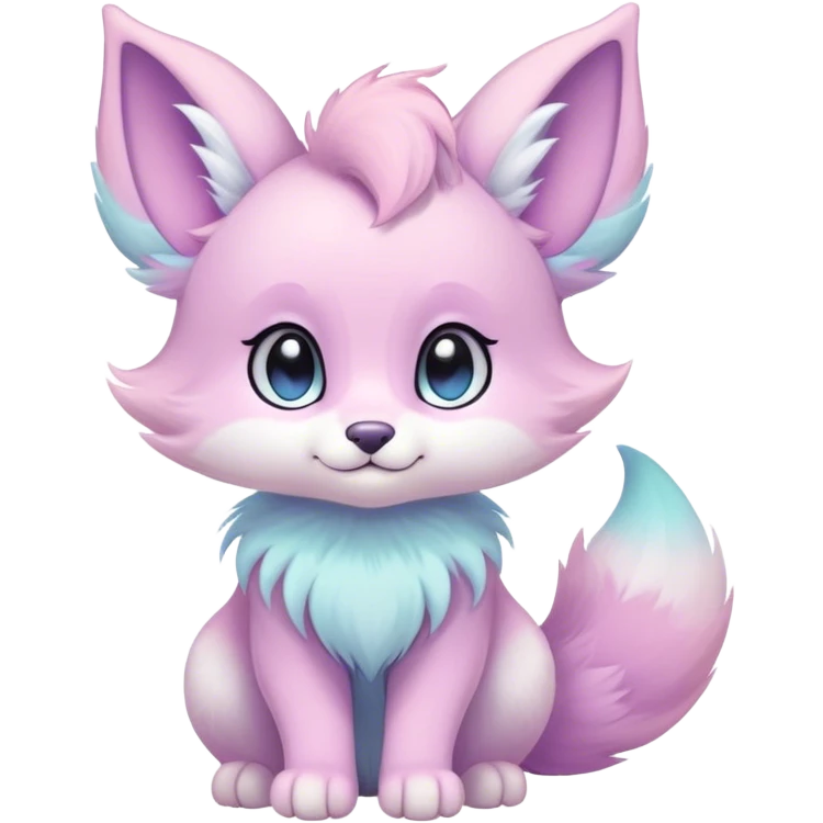 Kawaii bright fantasy ethereal anthro fursona animal with a tufted tail and round ears emoji