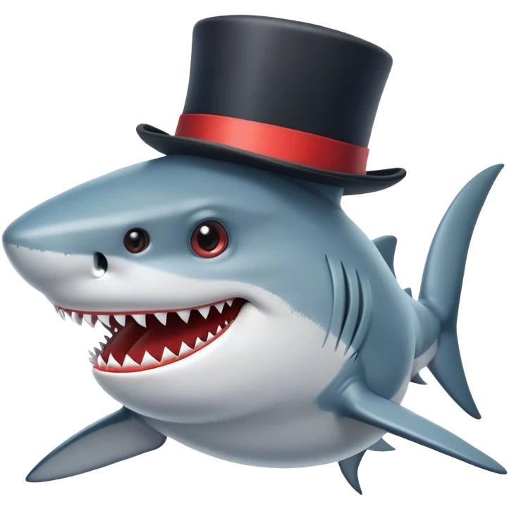 Shark with a top hat emoji