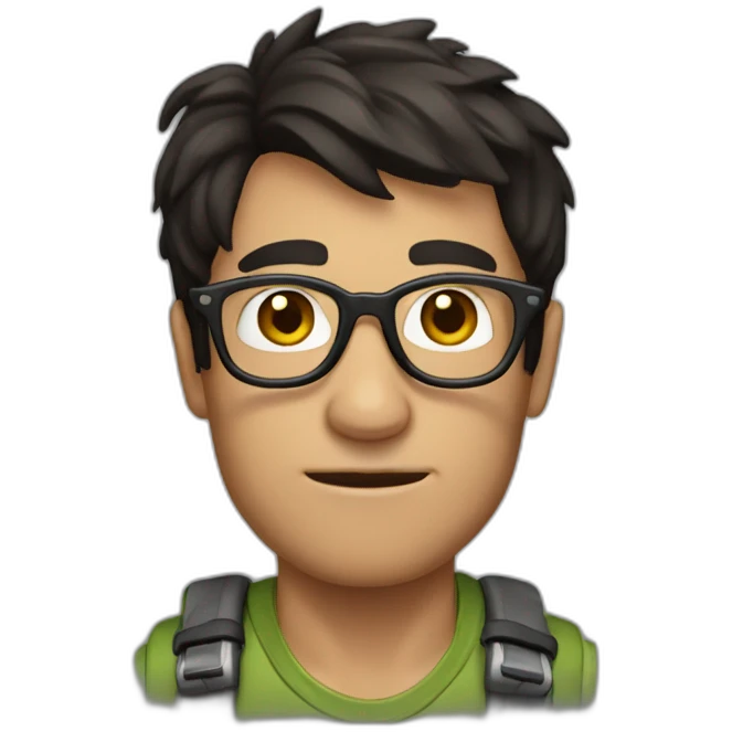 Dark-haired, bespectacled rock-climbing man emoji