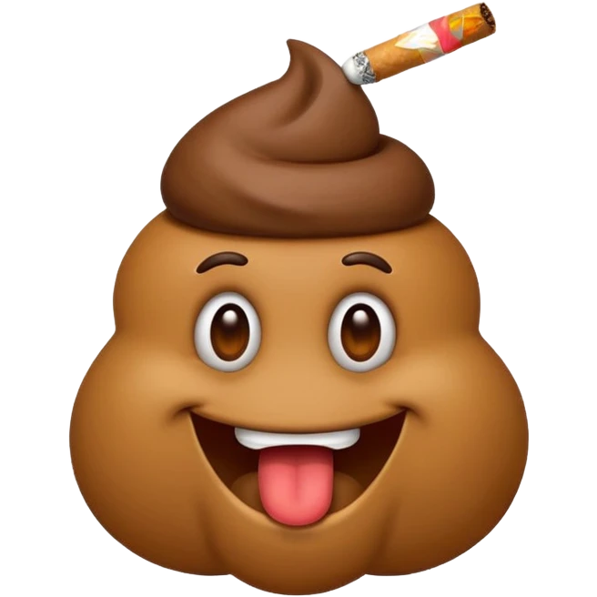 cartoon poo emoji with a cigarette in its mouth emoji