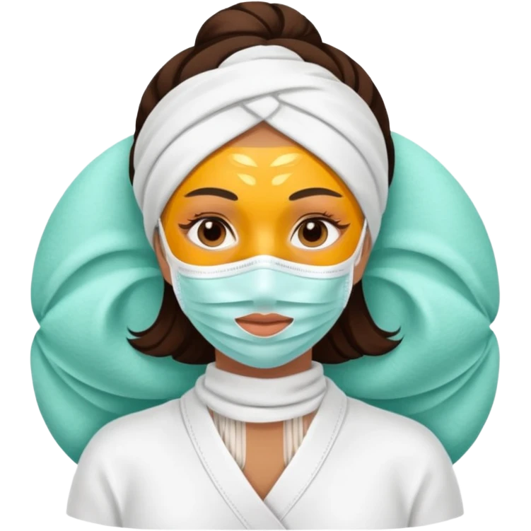 Lady with face mask spa beauty full face relaxing emoji