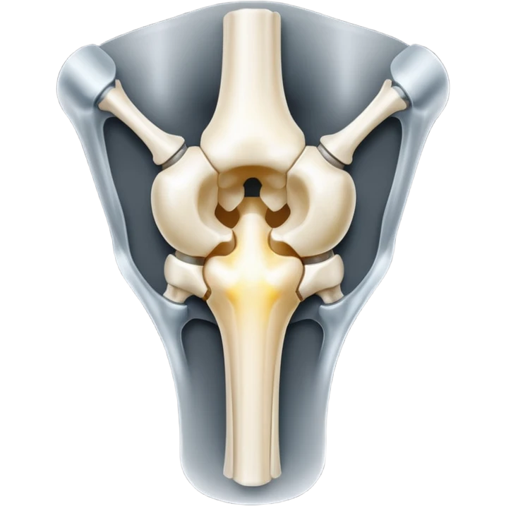 3D render of Metal Plate in Knee, X-Ray imaging aesthetic, translucent materials showing internal structure, white leg bones with bright opaque white metal screws, medical scan style, emoji style, isolated on white background --v 6.0. emoji