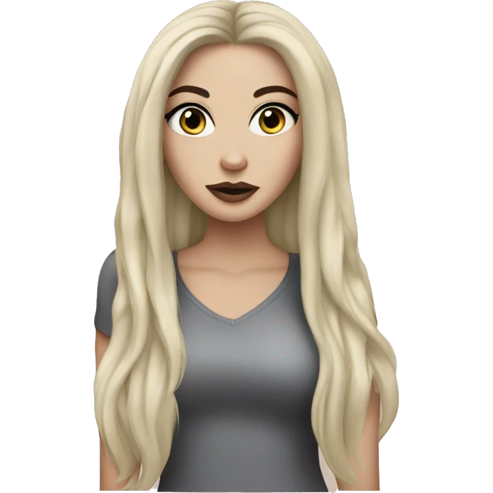 white girl with long black hair and makeup emoji