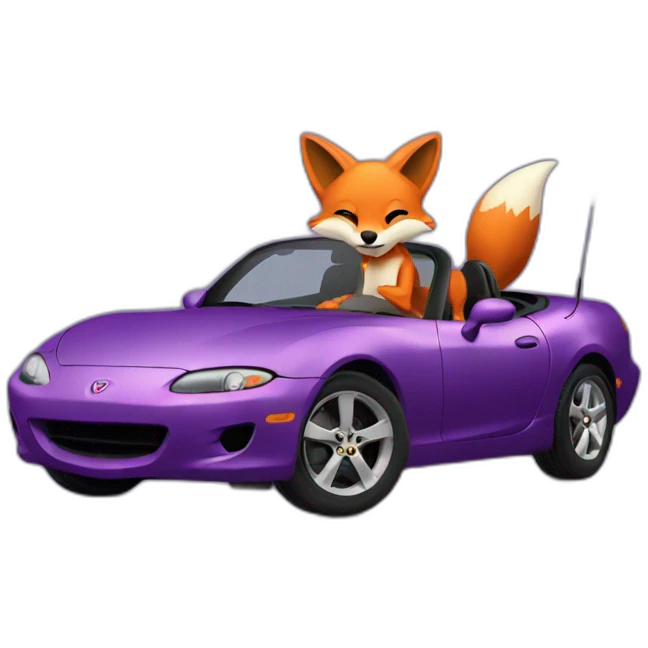fox driving a purple miata emoji