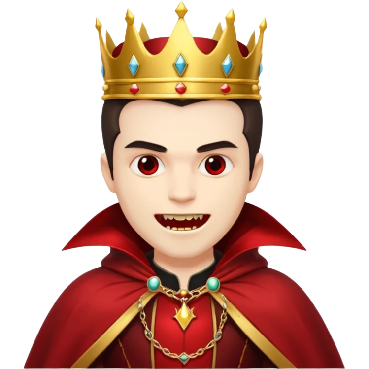 Vampire King, Pale king with red cloak and fangs, golden crown.
 emoji