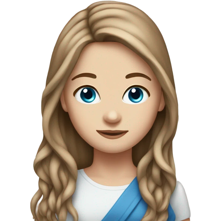 White girl with long brown hair and blue eyes emoji