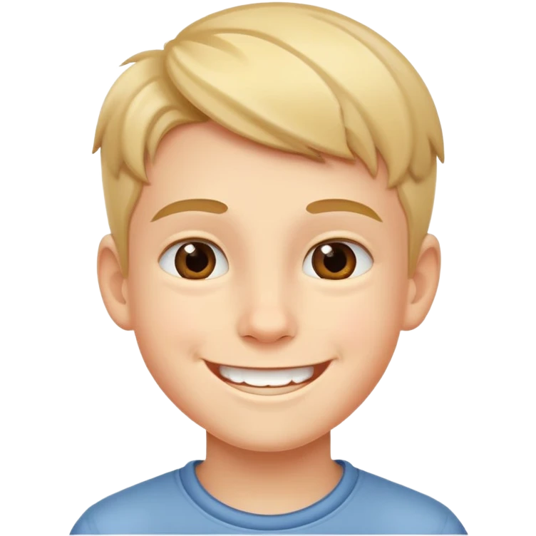 A young boy with a cheerful smile emoji