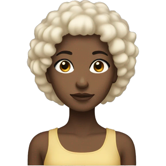 Black girl with dark brown eyes and black and blonde hair with medium eyes and Afro hair emoji
