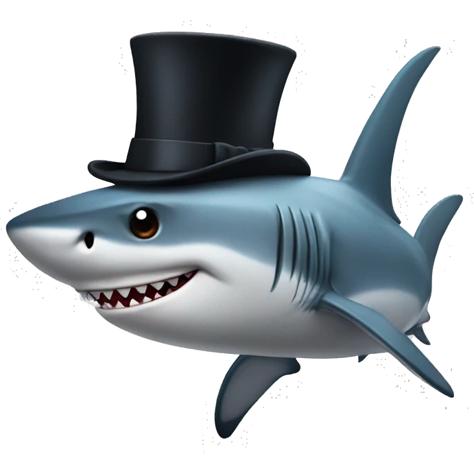 Shark with a top hat emoji