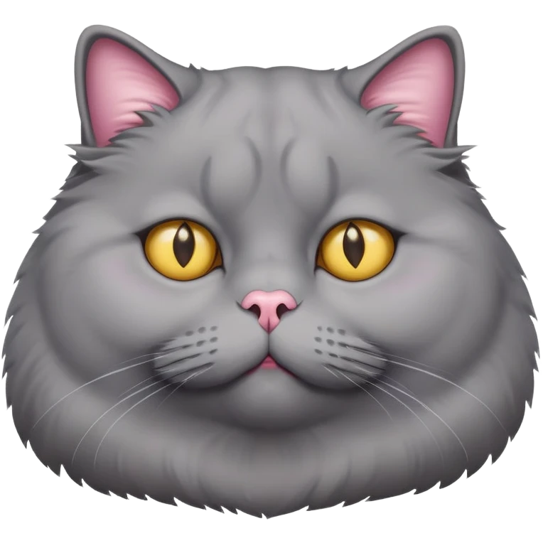 Obese gray cat with gold eyes emoji
