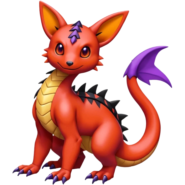 Cute Shiny Guilmon-Salandit-Umbreon-Fakémon-hybrid-creature (full body)  emoji