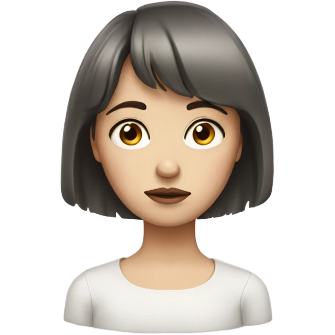 sad white brunette girl with bangs emoji