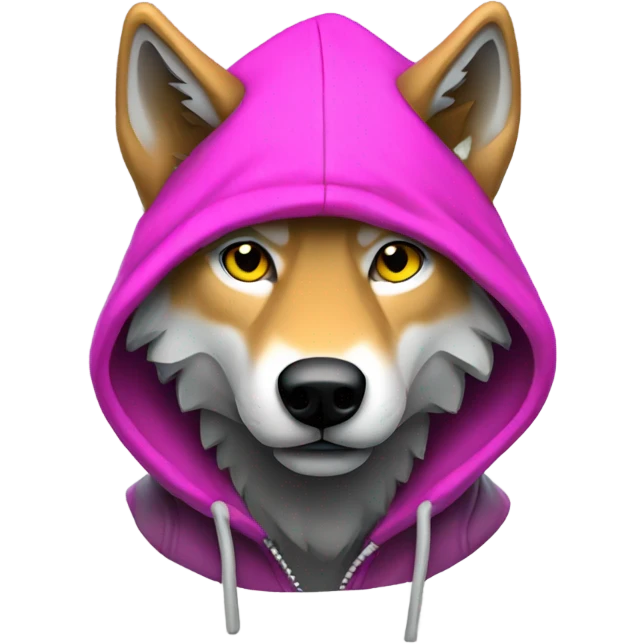 Neon wolf with a hoodie  emoji